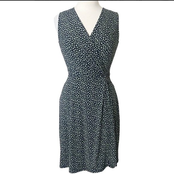 Kaileigh Dresses & Skirts - Kaileigh Navy & Green Abstract Print Sleeveless Midi Dress - Size Medium